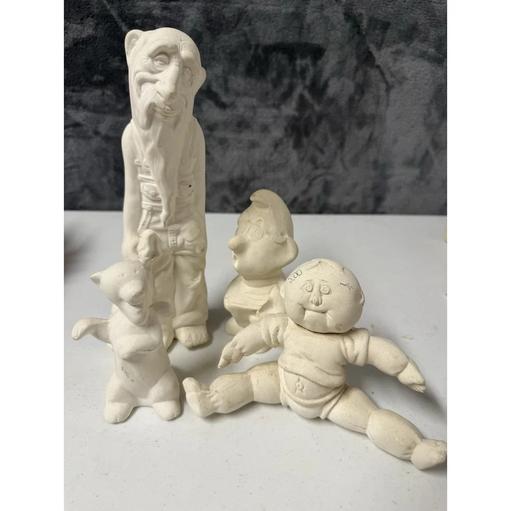 VTG 1980s Ceramic Bisque Molds Unpainted Lot - Cabbage Patch Smurf Mountain Man